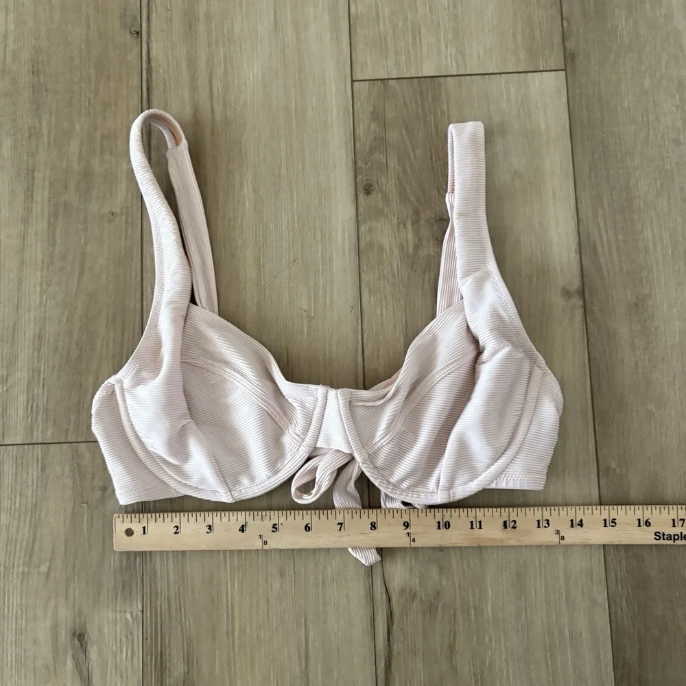 J. Crew Bikini Top 38D Baby Pink Ribbed Cross-Back Underwire BE810